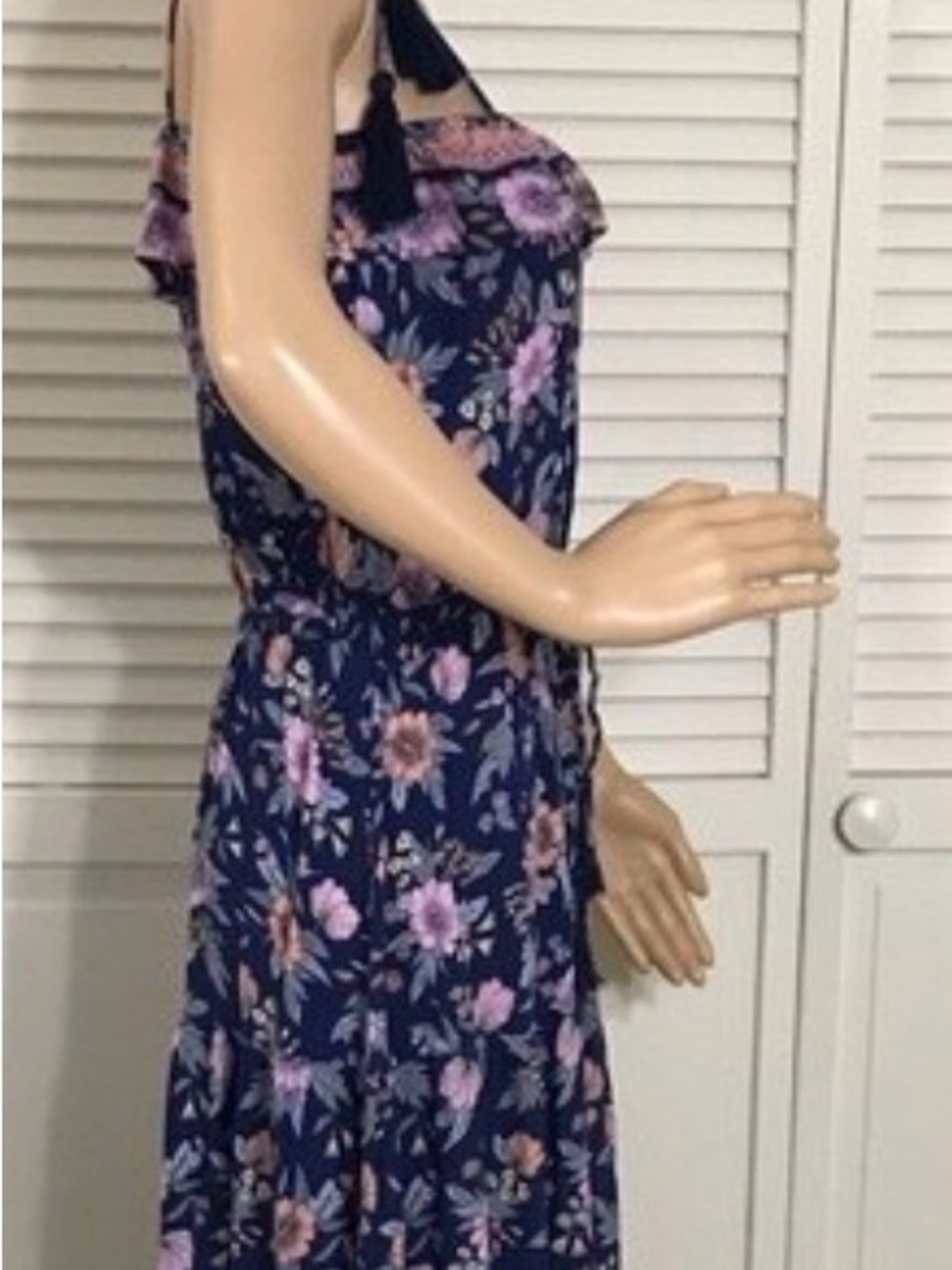 Navy Floral Tie-Strap Mini Dress